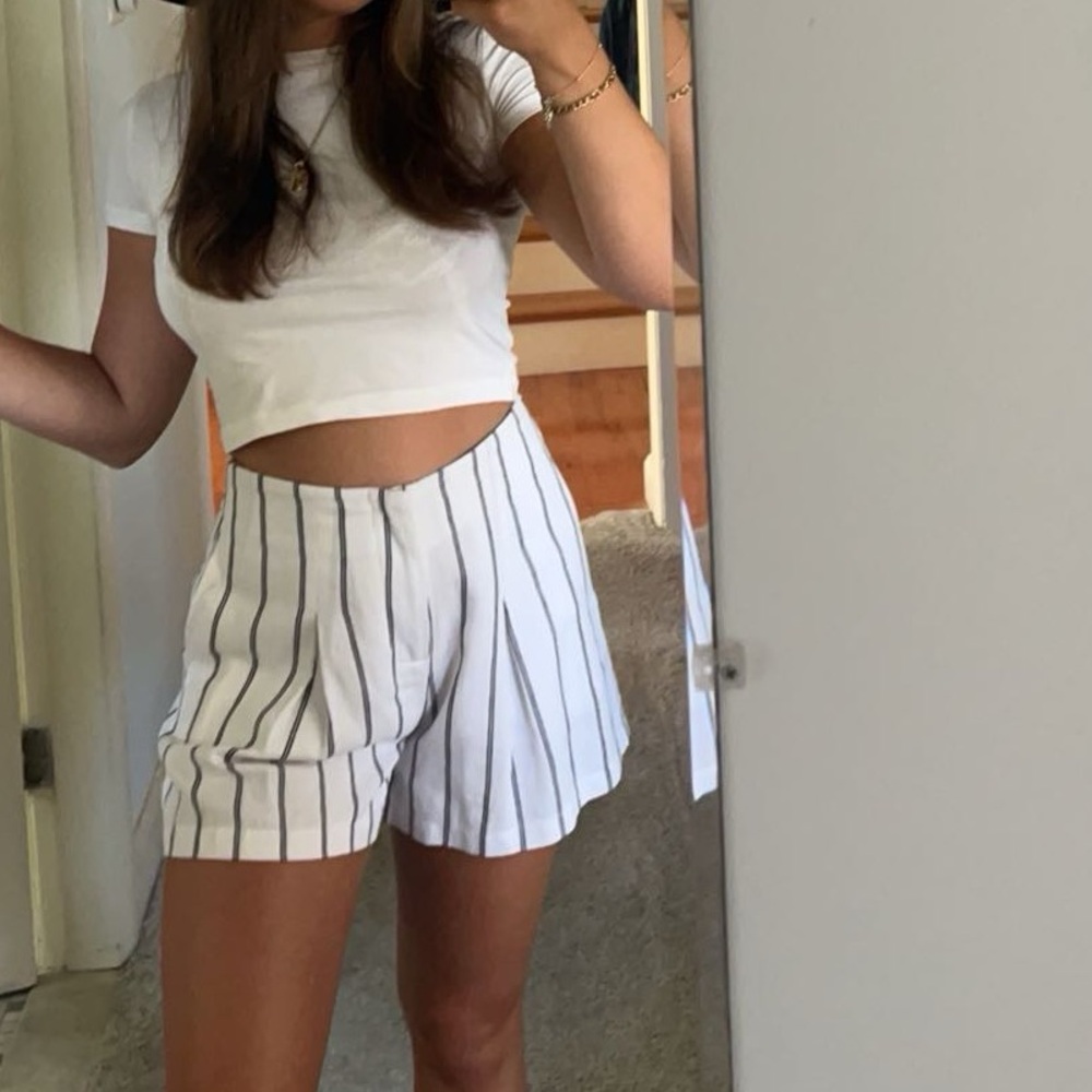 Striped White and Black Shorts